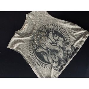 Mandala-style Elephant Cropped Tee